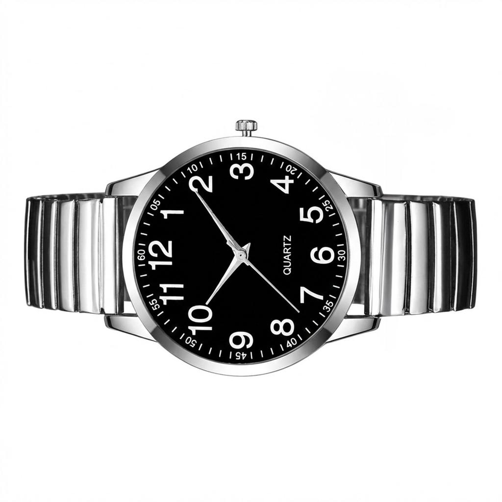 Large Digit Dial Watch with Elastic Band Waterproof Durable Glass Surface for Men Women