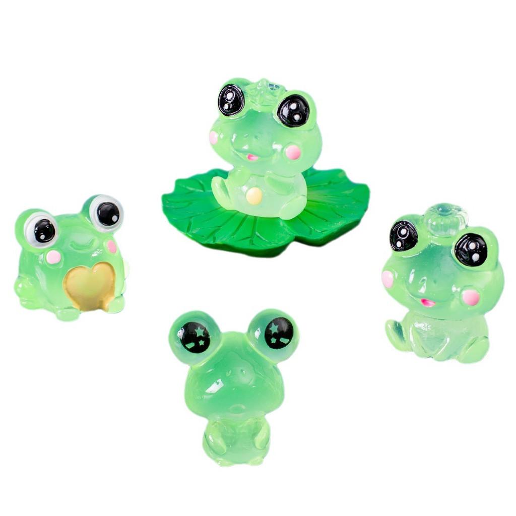 Adorable Glowing Frog Figurines For Car And Desk Resin Craft Decor Accessories