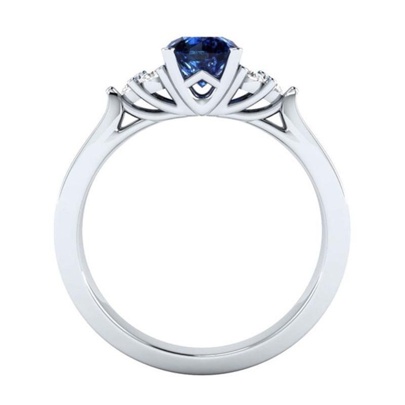 Sapphire Zircon Inlaid Princess Crown Engagement Ring