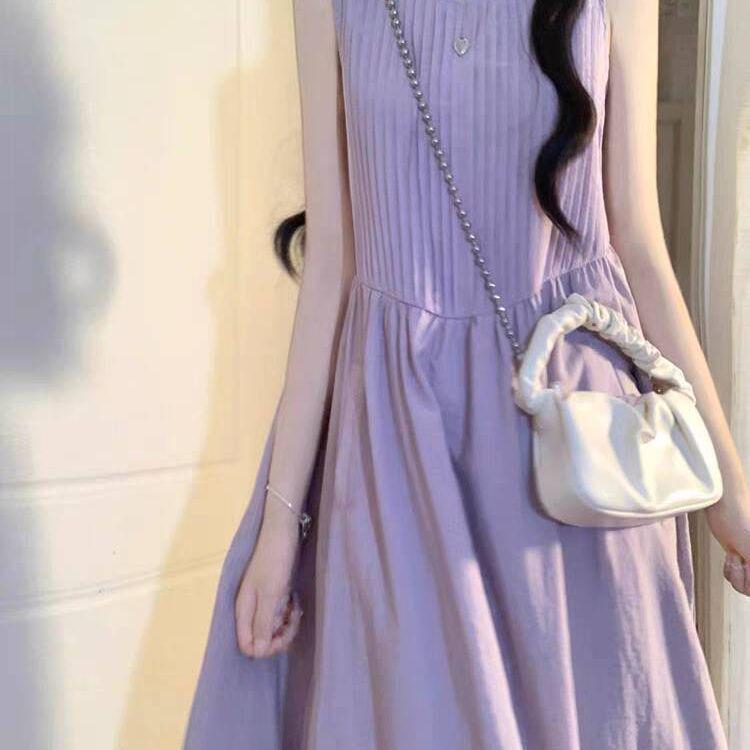 Purple Sleeveless Summer Beach Dress