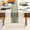 1pc Macrame Style Bicolor Stitching Table Runner, Boho Table Runners Long, Farmhouse Woven Home Decor For Restaurant