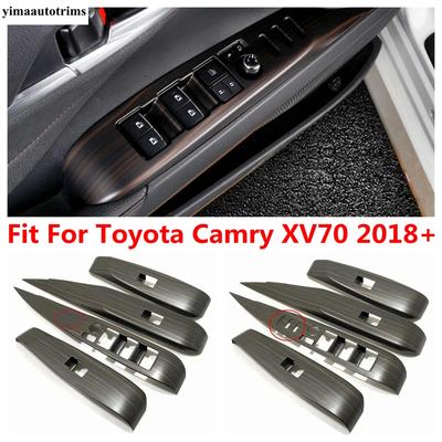Car Inner Door Window Glass Lift Rise Switch Panel Frame Decoration Cover Trim For Toyota Camry 2018 - 2025 Interior Accessories