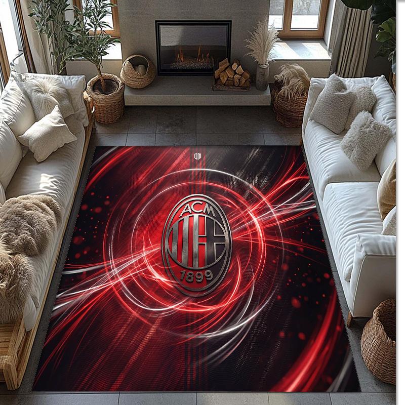 AC Milan Printed Flannel Area Rug Non Slip Soft Polyester Floor Carpet Indoor Decor Mat for Bedroom Living Room Sofa Game Room Home Decoration