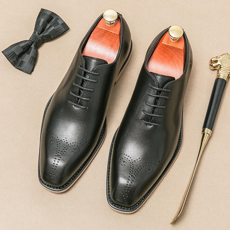 

Новые коричневые туфли-броги для мужчин, на шнуровке, с квадратным носком, деловые черные мужские туфли, размер 38-44, мужская обувь 44 чёрный