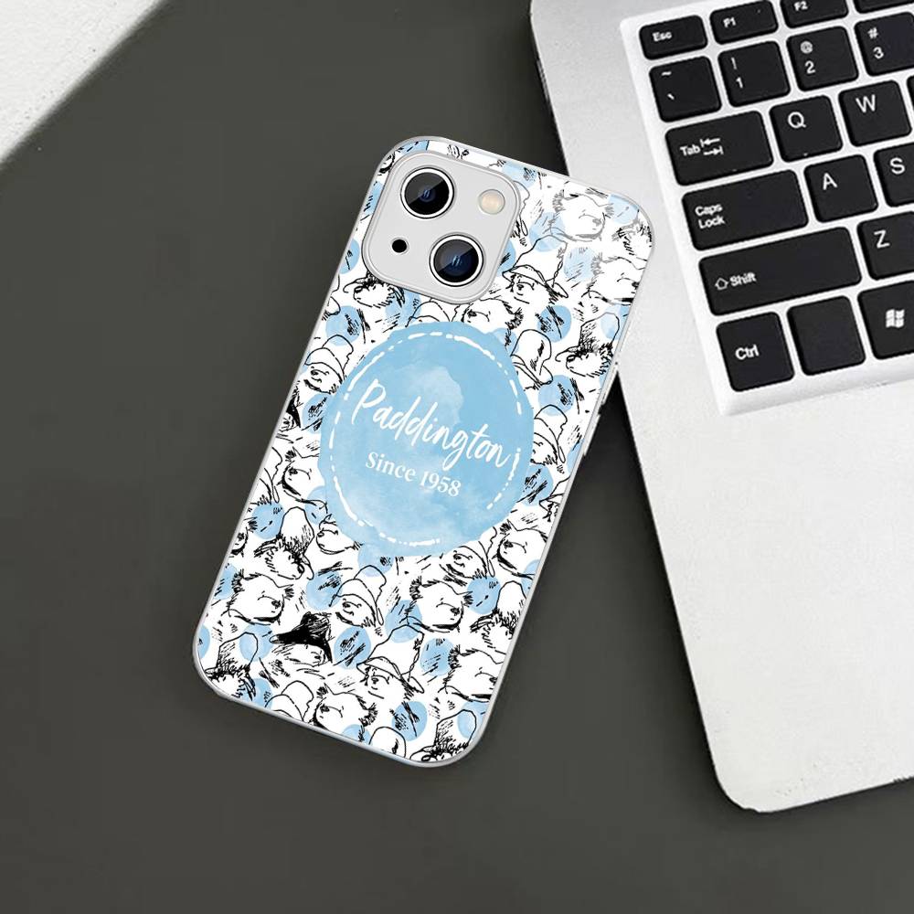 Cute P-Paddingtons Bear For IPhone 14 13 12 Mini 11 Pro XS Max X XR 14 Plus Tempered Glass Cover