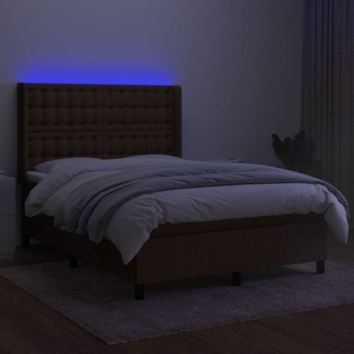 Maison Exclusive - Sommier à lattes de lit matelas et LED Marron foncé 140x200 cm