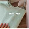 Autumn and winter new round neck green pullover sweater women's raccoon velvet soft waxy lazy knitted top with thicker base