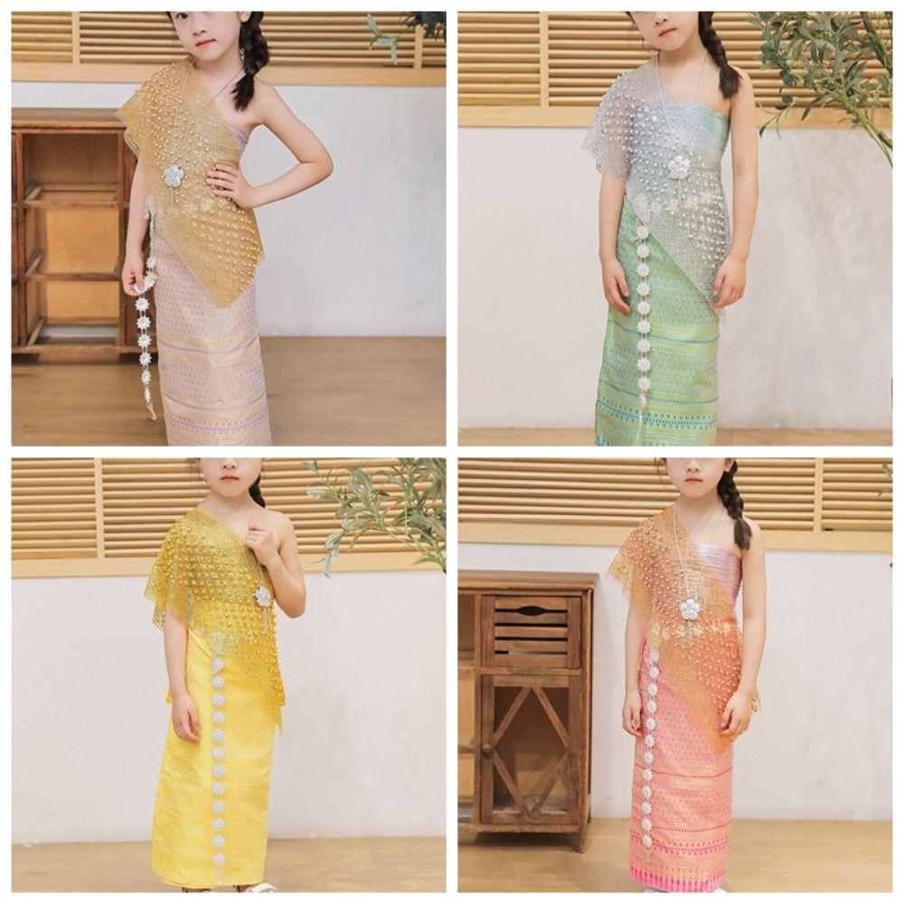 Thailand Style Dai Festival Costume Long Skirt Thailand Suit Top Skirt  Splashing Garment