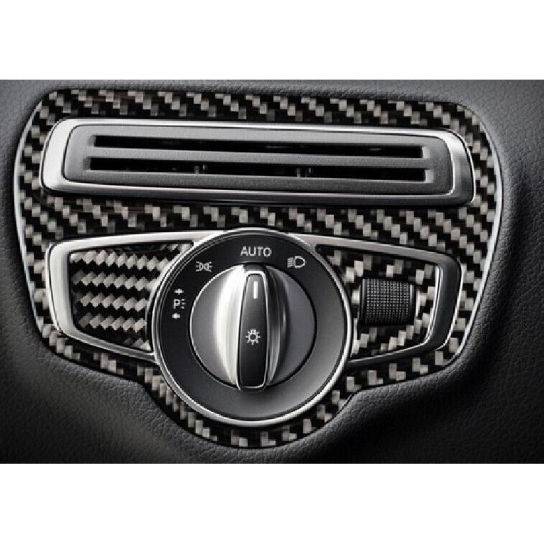 Function Control Button Frame Trim 3X For Mercedes-Benz GLC 2016-21 Carbon Fiber