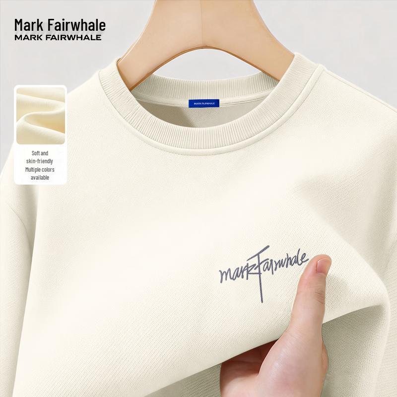 Mark Fairwhale Men's Letter Print Heavyweight Crew Neck Sweatshirt