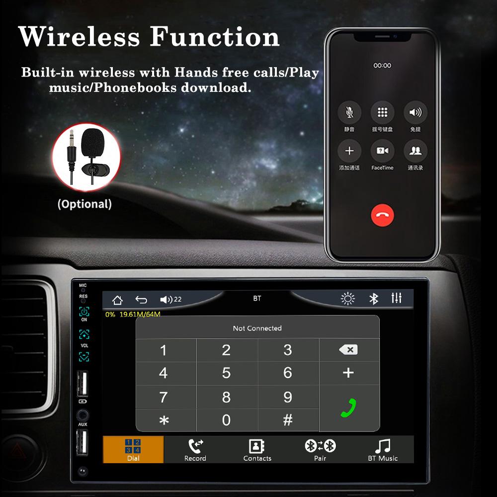 Reakosound 1 Din Car Radio 7" Universal Carplay Multimedia Player Android Auto Audio MP5 Bluetooth USB TF FM Camera Car Stereo