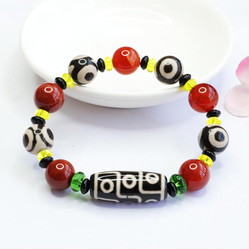 Juan Yu Schwarzer Achat & Neunäugige Dzi-Perle Armband MN3063001