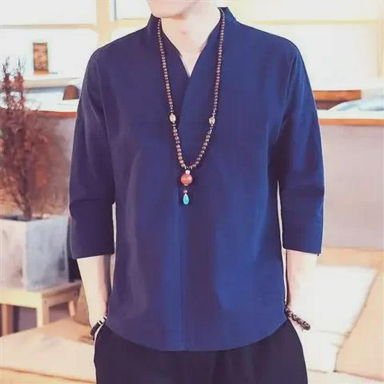 Men's Chinese Style Summer Tang Suit: Short-Sleeved Hanfu Top for Meditation, Tea, and Casual Wear