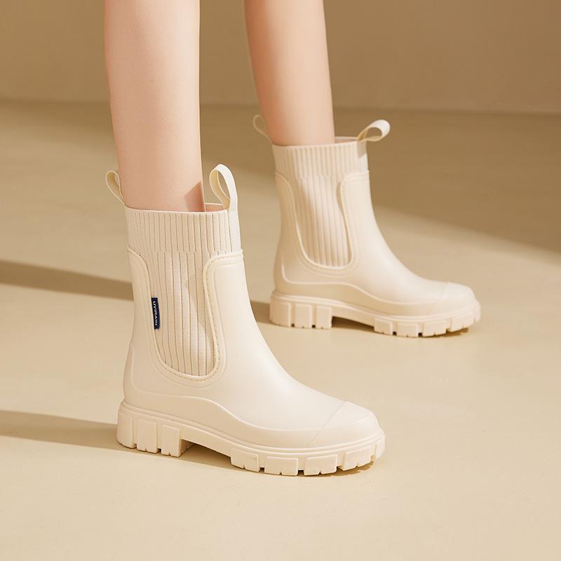 Women'SRain Boots - Slip-Resistant Thick Sole, Comfortable Fabric Inner & Insole, Versatile Outdoor Footwear for Casual Attire