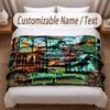 Dinosaurier-Thema Weiche Decke Personalisierter Benutzerdefinierter Name Textdruck Warme Decke Haus Sofa Schlafzimmer Dekor
