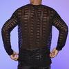Herren Clubhemd Durchsichtig Ausgeschnitten Fischernetz Tiefes V-Ausschnitt Langarm Einfarbig Dünner Pullover Weich Streetwear Enganliegend