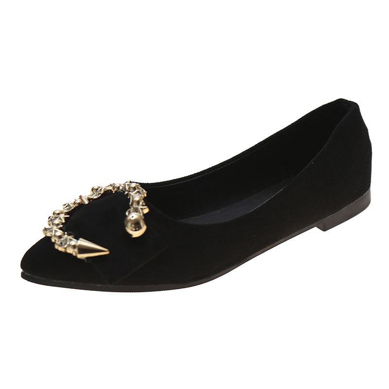 Flat-soled Single Shoes Women's Spring New One-pedal Women's Shoes Pointed Head Shallow Mouth Lazy Shoes Soft-soled Doudou Shoes