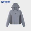FUSION Women's Color-block Fleece Hooded Long-Sleeve T-Shirt