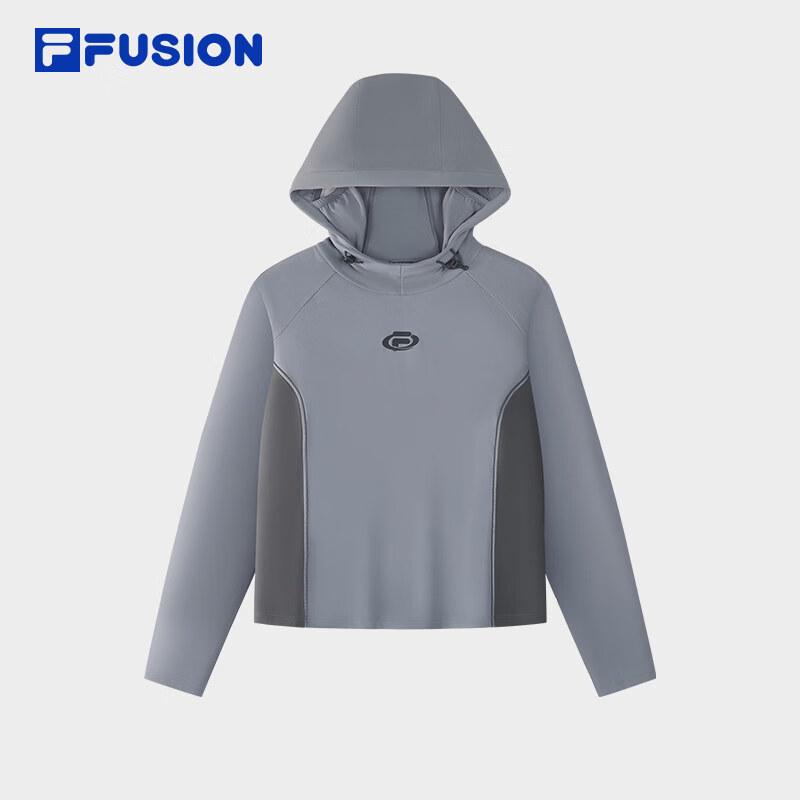 FILA FUSION Women s Color-block Fleece Hooded Long-Sleeve T-Shirt XL