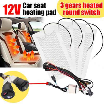 Kit de chauffage universel 12v100w intégré pour siège de voiture Convient pour 2 coussinets chauffants en fibre de carbone pour sièges et interrupteur de contrôle à 3 niveaux
