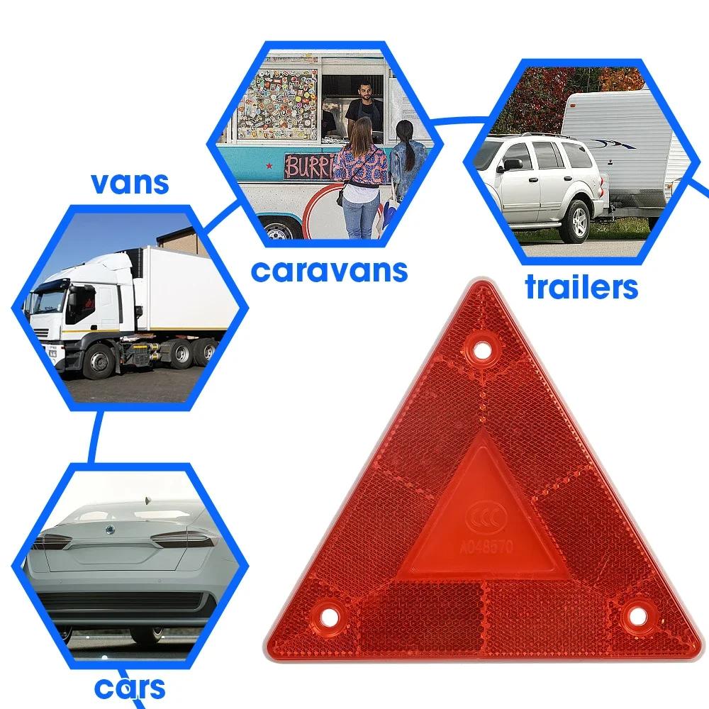 2Pc Triangle Warning Reflector Truck Safety Reflective Sign Board Rear Light Stop Warning Sign Plate Red Truck Warning Reflector