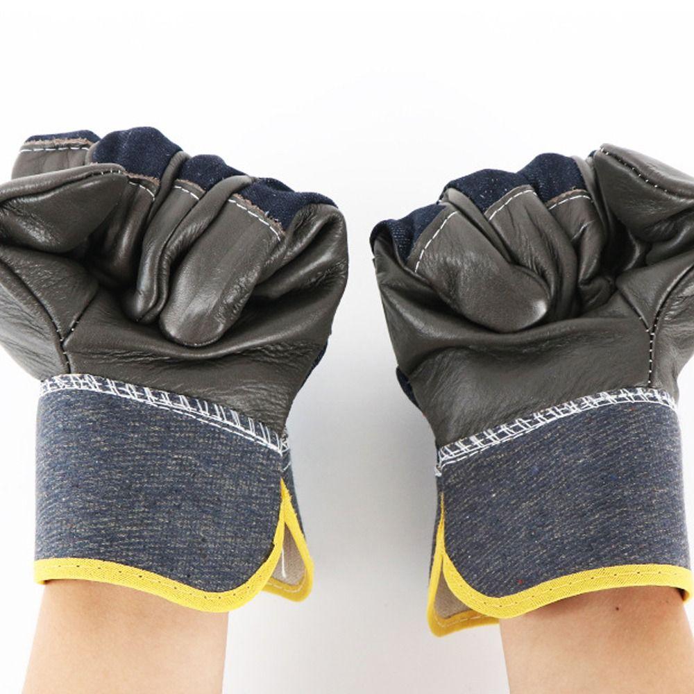 1 Pair Labor Protection Cowhide Welding Gloves Thickened Welder Gloves Leather Work Gloves Outdoor
