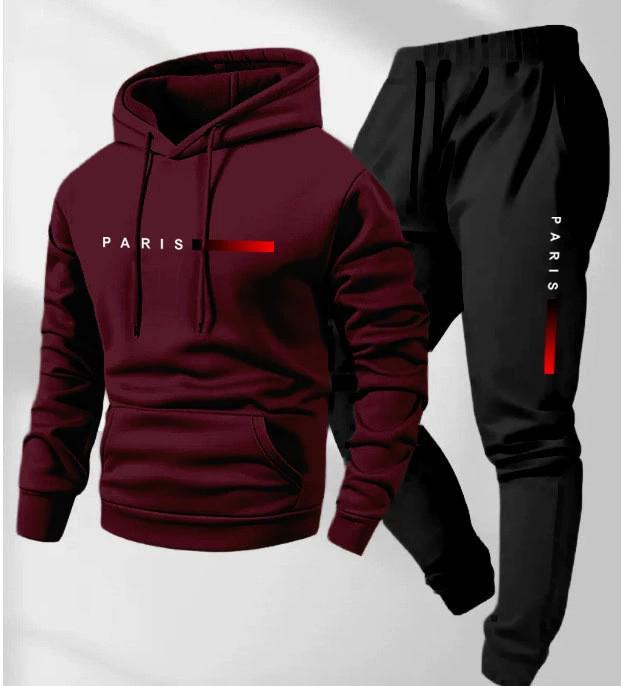 2025 Men's Logo Pullover Hoodie & Pants Set - Long Sleeve, Loose Fit