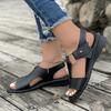 Large size simple ring flat-bottomed fish mouth sandals summer new open-toed beach women's shoes