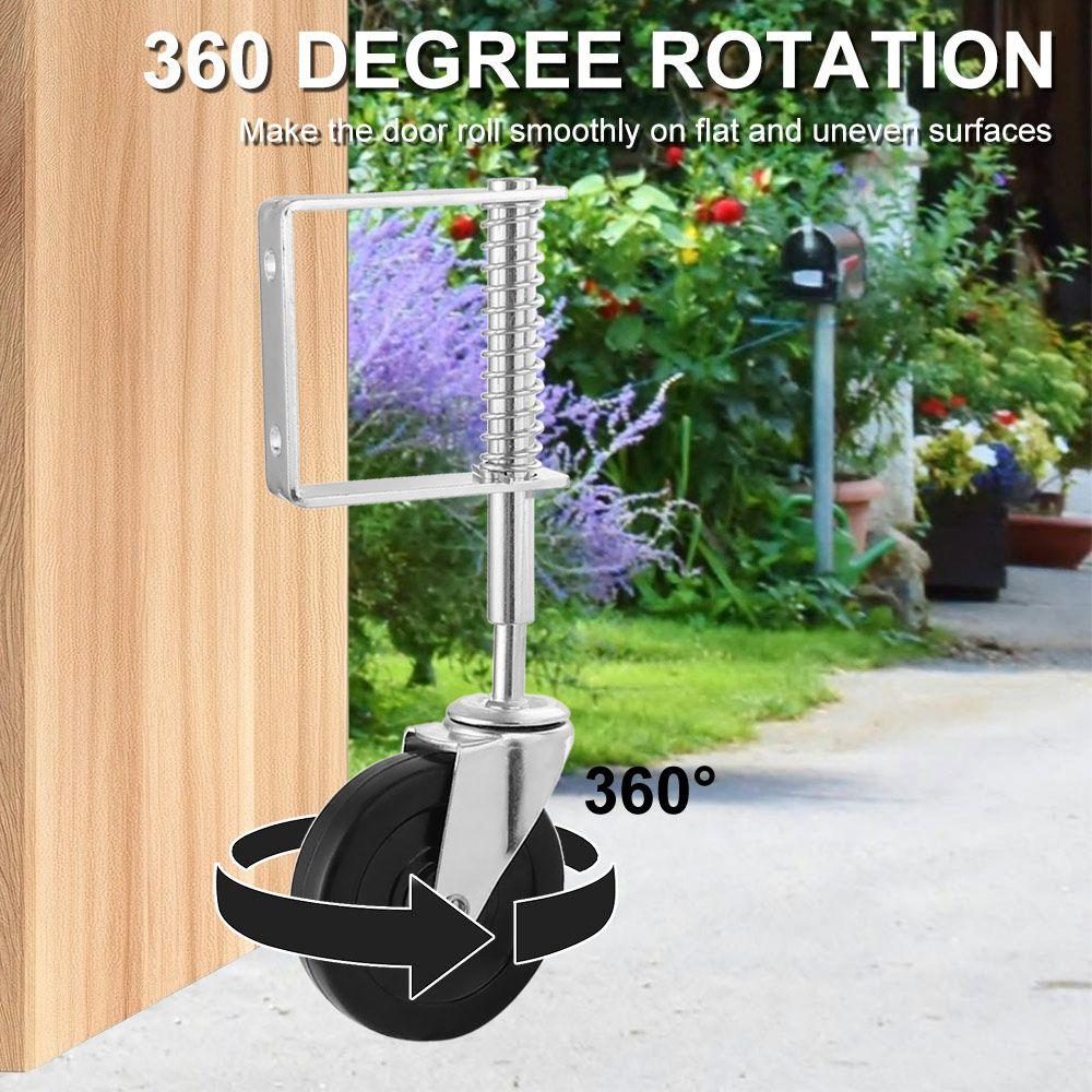 

4 Inch Door Gate Wheel Rubber 70kg Load Capacity Spring Loaded Caster 360°Rotatable Heavy-duty Spring Damping Wheel no side brake