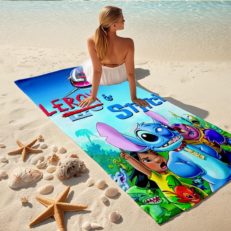 1Pc Leroy Stitch Adventure Beach Towel, Quick Dry, Multi-Use for Beach Pool Gym Yoga Home Travel, Christmas, Halloween, Xmas Gift M928615