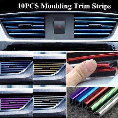 10Pcs 20Cm Car Air Conditioner Outlet Decoration U Shape Protective Interior Diy Strips
