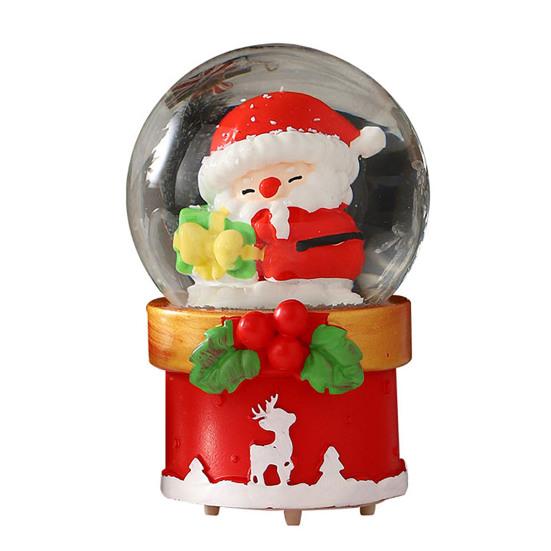 4.5/6.5CM Christmas Glowing Faux Crystal Ball Ornament LED Light-up Santa Claus Figurine Inside Clear Sphere Holiday Party Office Desktop Decoration
