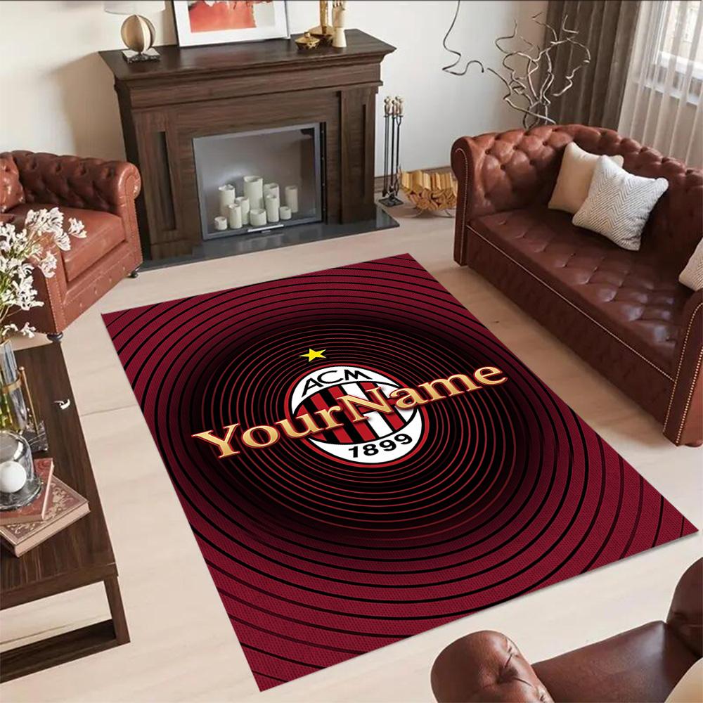Ac Milan Customize Your Name Floor Mat Perfect for Game Room Playrooms Dining Room Kitchen Anti-slip Rug Anime Office Decor Perfect Gift for Women/Men