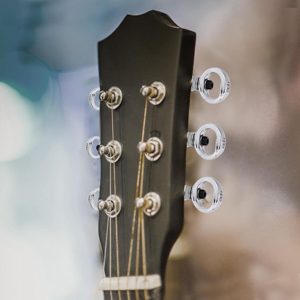 Hollow Handle Tuning Pegs Locking Machine Heads for Acoustic Electric Guitar (Silver 6R)