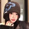 Warm Fair Isle Style Beanies Printed Printing Knit Cap Casual Flower Jacquard Knitted Hat  Girls