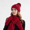 Winter Knitted Wool Hat with Velvet Hat  Scarf  Glove Set Three Piece