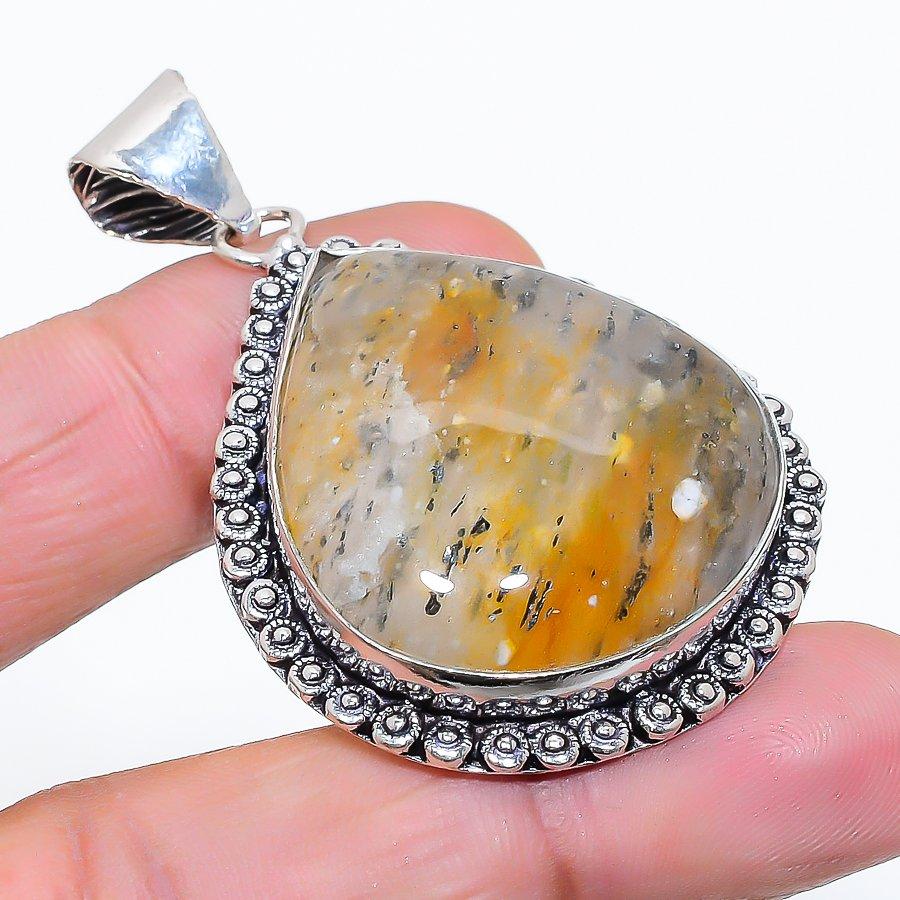 

Lodolite Quartz Gemstone Handmade 925 Sterling Silver Jewelry Pendant 2.17 SU-10697