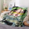 1PC Billie Eilish Print Flannel Blanket, High quality All Seasons, Home Decor, Warmth and Comfort, Perfect for Christmas Gifts
