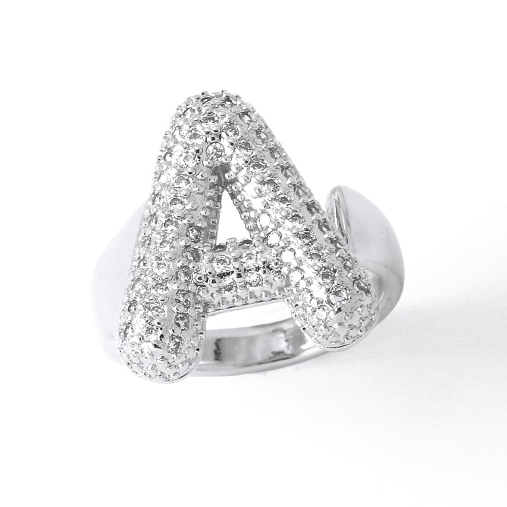 

OCESRIO Silver Color Crystal A-Z 26 Letters Statement Rings for Women Copper Gold Plated Initial Ring Women Jewelry righ91