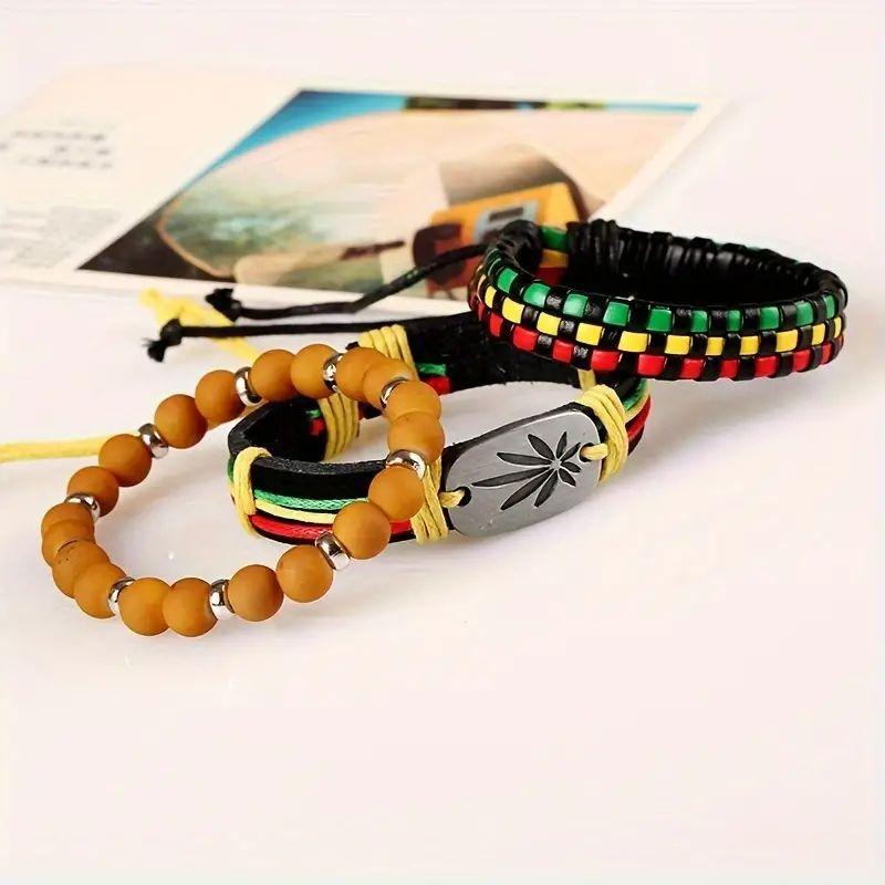 TEMUs neues Holzperlen-Perlen-Handgewebtes DIY-Herrenarmband Armband Hand