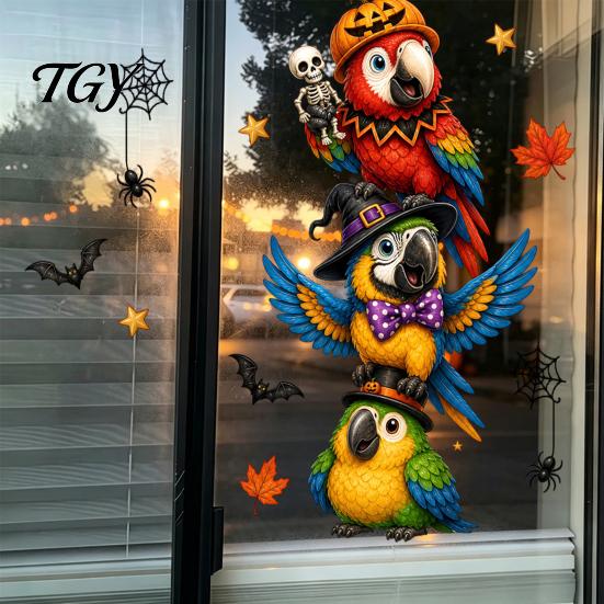 Flexible PVC Window Coverings Halloween Clings, Waterproof Static Decals,Removable Festive Wall Stickers, Creative Holiday Gift Stickers Animals/Ghost
