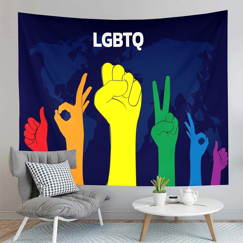World Pride Day Tapestry Colorful Heart Shape Tapestry Love Is Love Tapestry Home Living Room Dorm Bedroom Decoration Tapestries