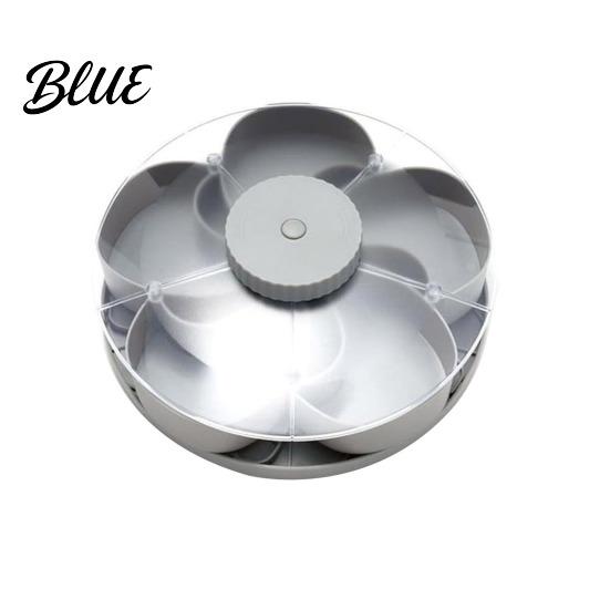 Rotating Condiment Holder Divided Snack Serving Tray with Lids Spinning Compartment Platter for Vegetable And Dip Dips Veggies Fruits Space-Saving