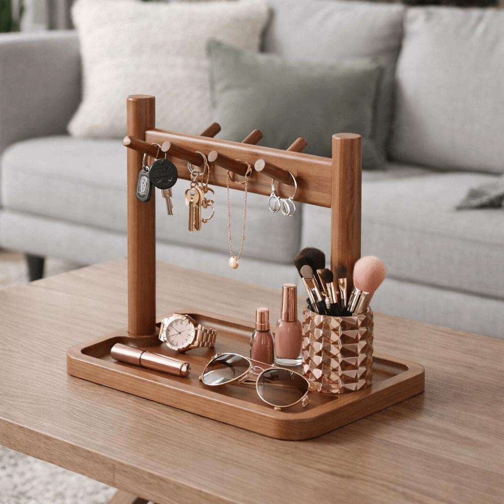 Large Capacity Wooden Storage Rack Decorative Waterproof Jewelry Display Rack Space Saving Moisture-proof