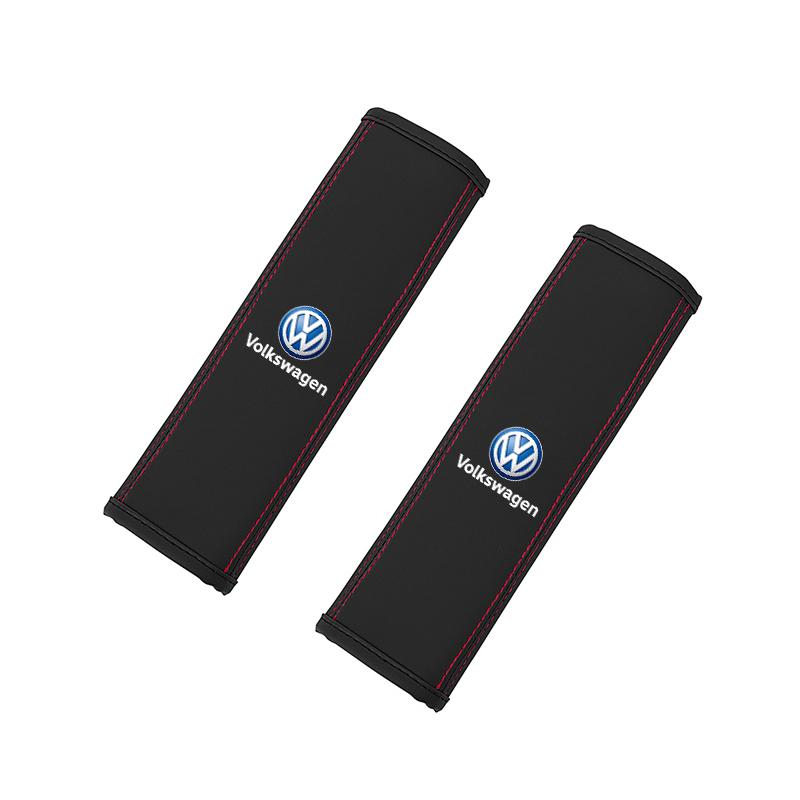 

2026 Hot For Volkswagen VW Volkswagen Car Seat Belt Shoulder Cushion Leather Protector Pad Accessories For VW T-ROC Golf Amarok чёрный