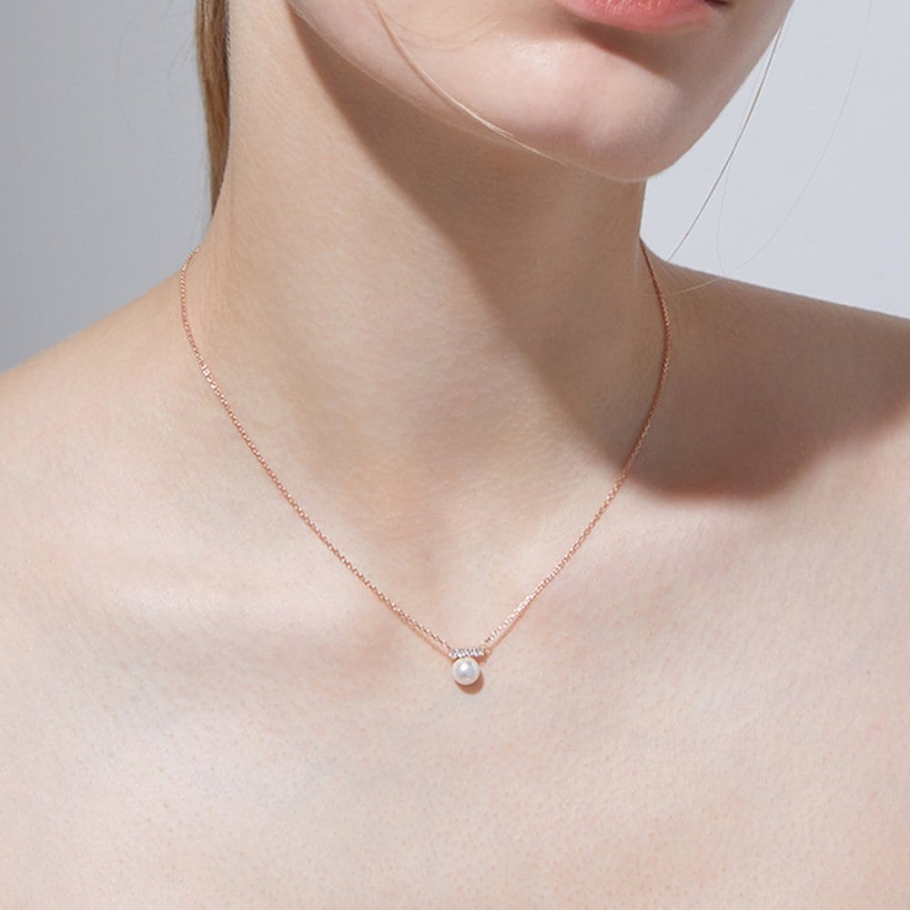 STONEHENGE Silver Pearl Necklace Sc1759