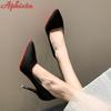 Aphixta Bling 10cm Thin Heels Pointed Toe Pumps Women Sequined Leather Shoes Dress Casual Wedding Party Super Plus Size 50