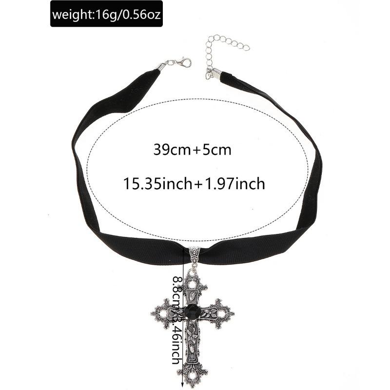 Gothic cross necklace hot-selling niche personality hollow flower fabric hokr collar item