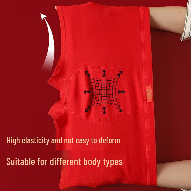 Langsha Men's Lucky Red Plus Size Cotton Antibacterial Boxer Briefs 3-Pack