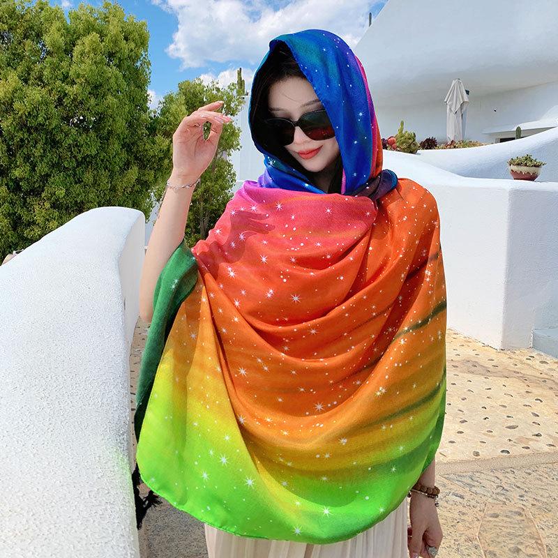 

Ethnic Style Silk Scarf: Women s Sunscreen Shawl & Beach Towel 180 cm